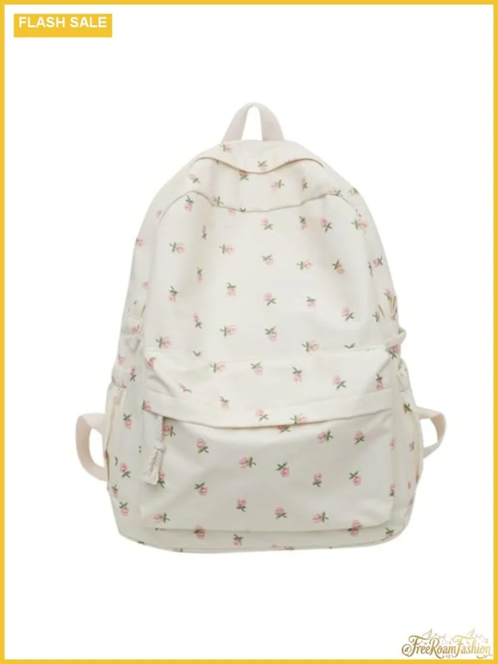 Waterproof Floral Canvas Backpack Women Fashion Rucksack Daypack Multi-Pocket